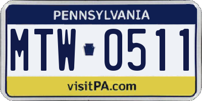 PA license plate MTW0511