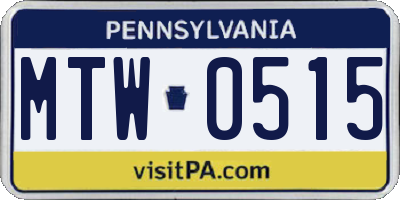 PA license plate MTW0515