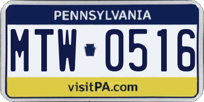 PA license plate MTW0516