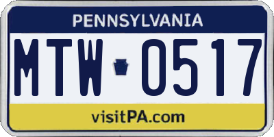 PA license plate MTW0517