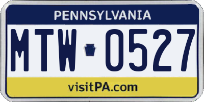 PA license plate MTW0527
