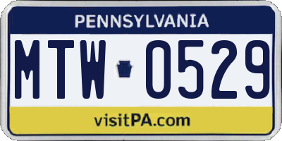 PA license plate MTW0529