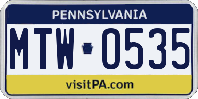 PA license plate MTW0535