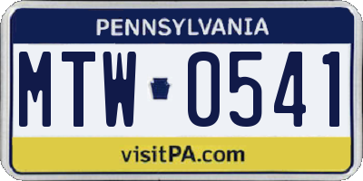 PA license plate MTW0541