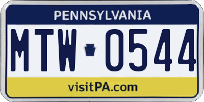 PA license plate MTW0544