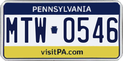 PA license plate MTW0546