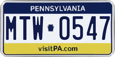 PA license plate MTW0547