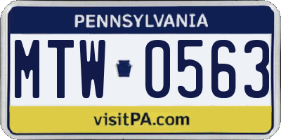 PA license plate MTW0563