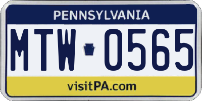 PA license plate MTW0565