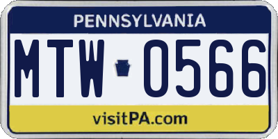 PA license plate MTW0566