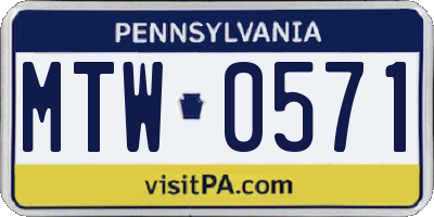 PA license plate MTW0571