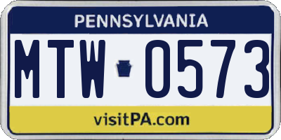 PA license plate MTW0573