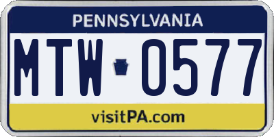 PA license plate MTW0577