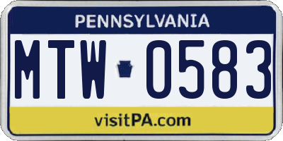 PA license plate MTW0583