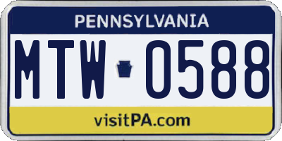 PA license plate MTW0588