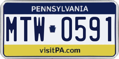 PA license plate MTW0591