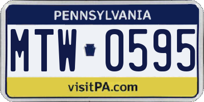 PA license plate MTW0595