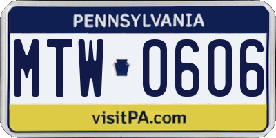 PA license plate MTW0606