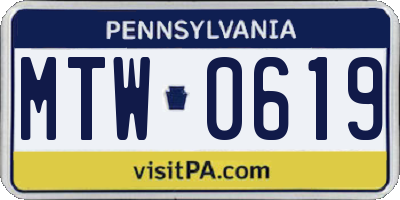 PA license plate MTW0619
