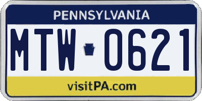 PA license plate MTW0621