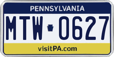 PA license plate MTW0627