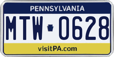 PA license plate MTW0628