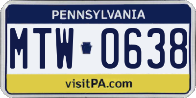 PA license plate MTW0638