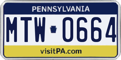 PA license plate MTW0664