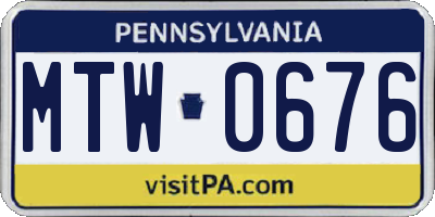 PA license plate MTW0676