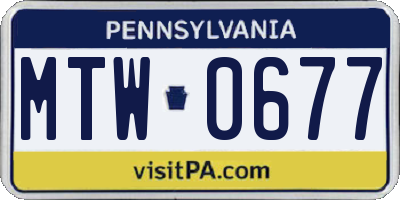 PA license plate MTW0677