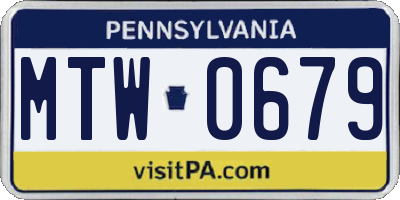 PA license plate MTW0679