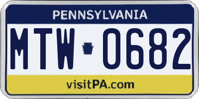 PA license plate MTW0682