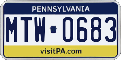 PA license plate MTW0683