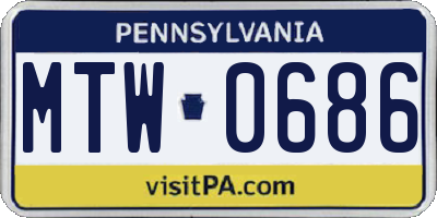 PA license plate MTW0686