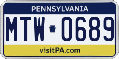PA license plate MTW0689