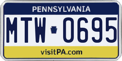PA license plate MTW0695