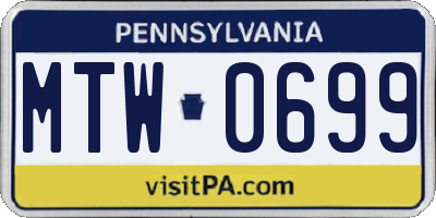 PA license plate MTW0699