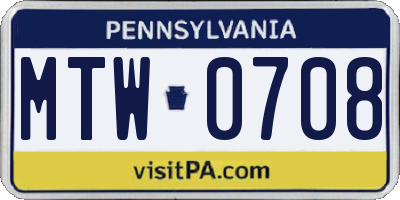 PA license plate MTW0708