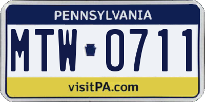 PA license plate MTW0711