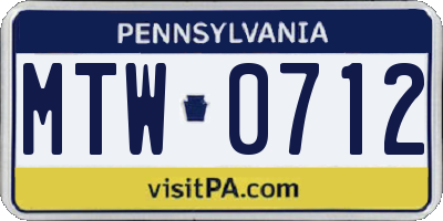 PA license plate MTW0712