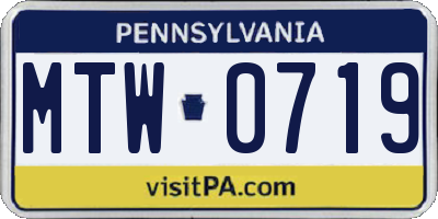 PA license plate MTW0719