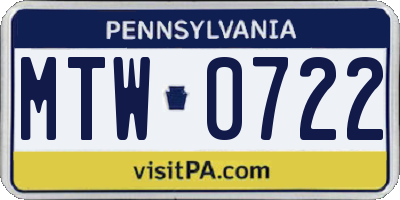 PA license plate MTW0722