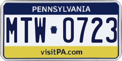 PA license plate MTW0723