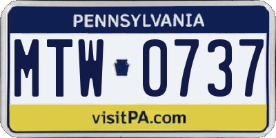 PA license plate MTW0737
