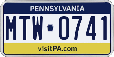 PA license plate MTW0741