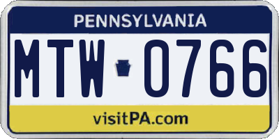 PA license plate MTW0766