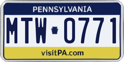 PA license plate MTW0771