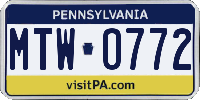 PA license plate MTW0772