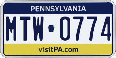 PA license plate MTW0774