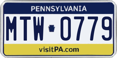 PA license plate MTW0779